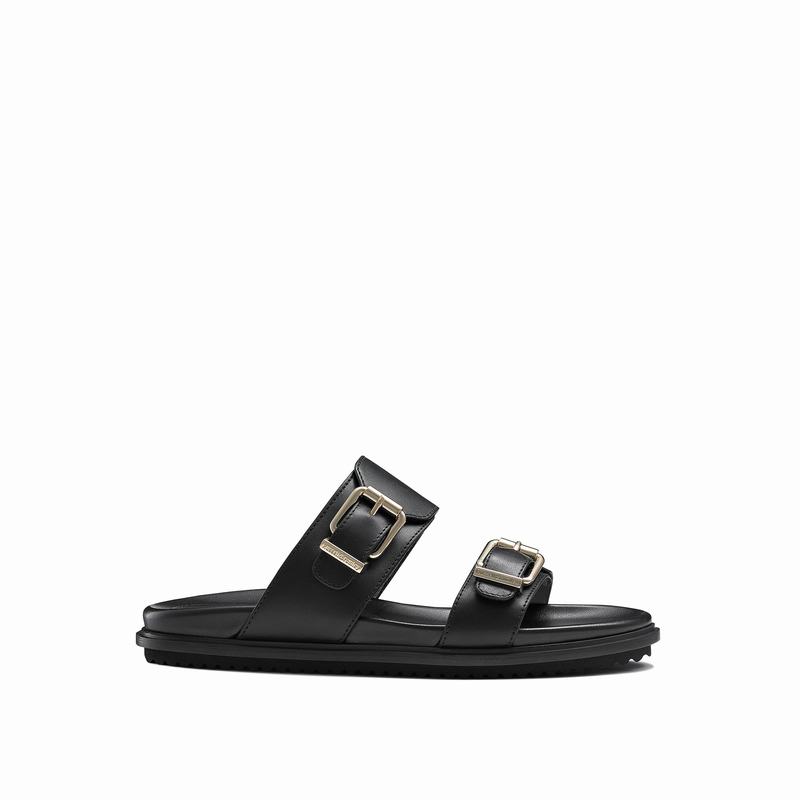 Russell & Bromley Island Womens Two Buckle Sandals Black |NBJ126XZ|